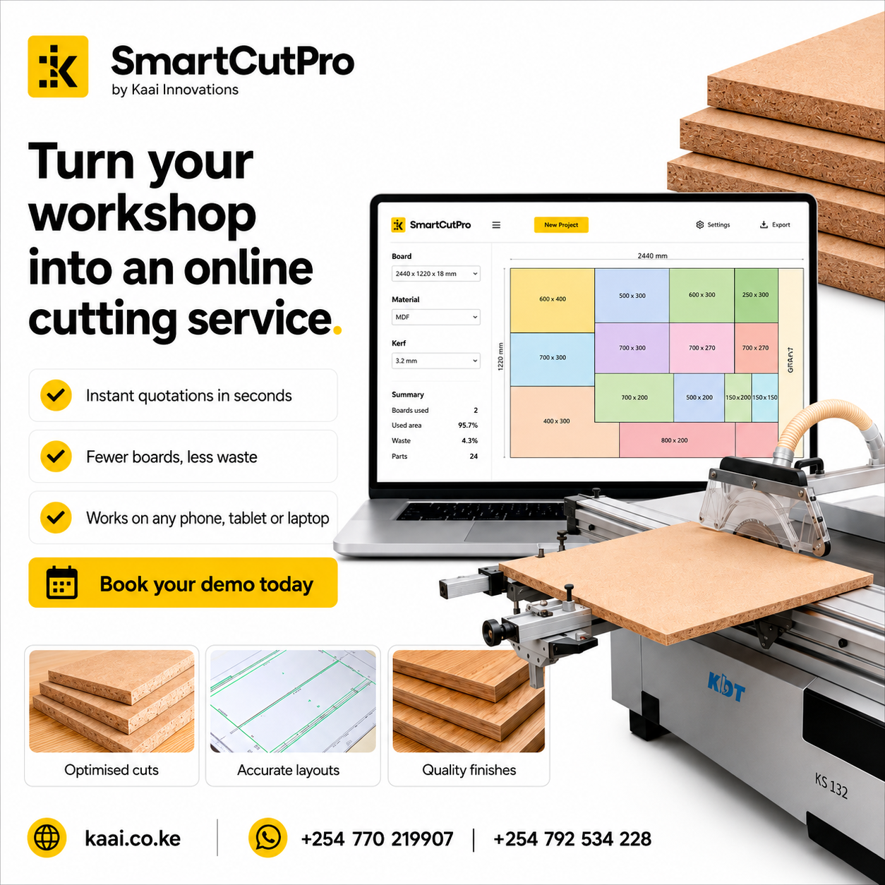 SmartCutPro: turn your workshop into an online cutting service